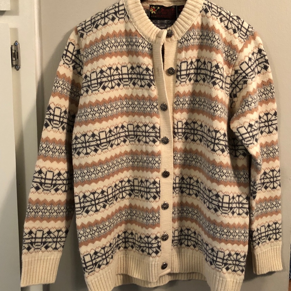 Vintage 70’s Sweater Cardigan Ugly Christmas Sz M